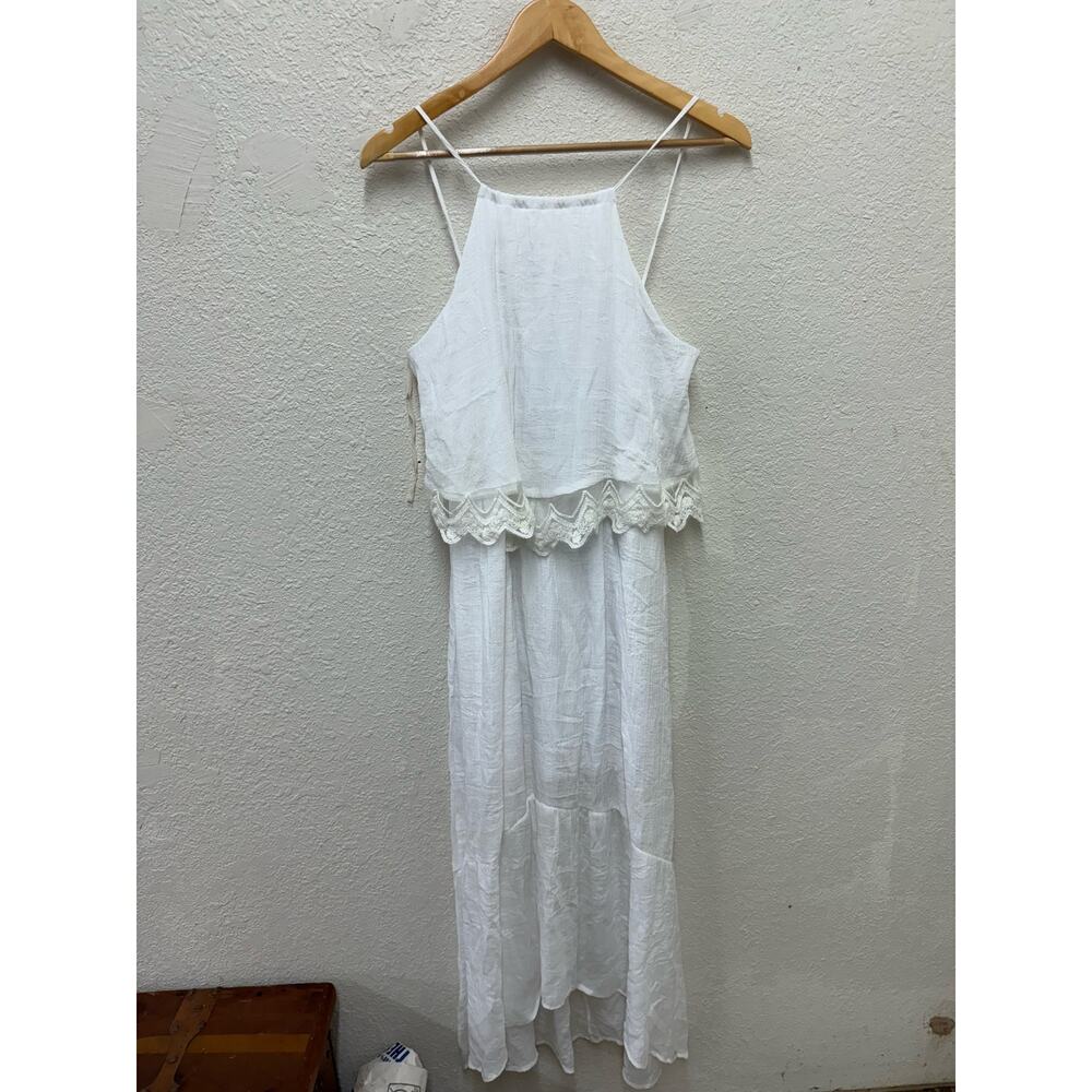 NWT Francesca's White Lightweight Halter Top Maxi Dress Large